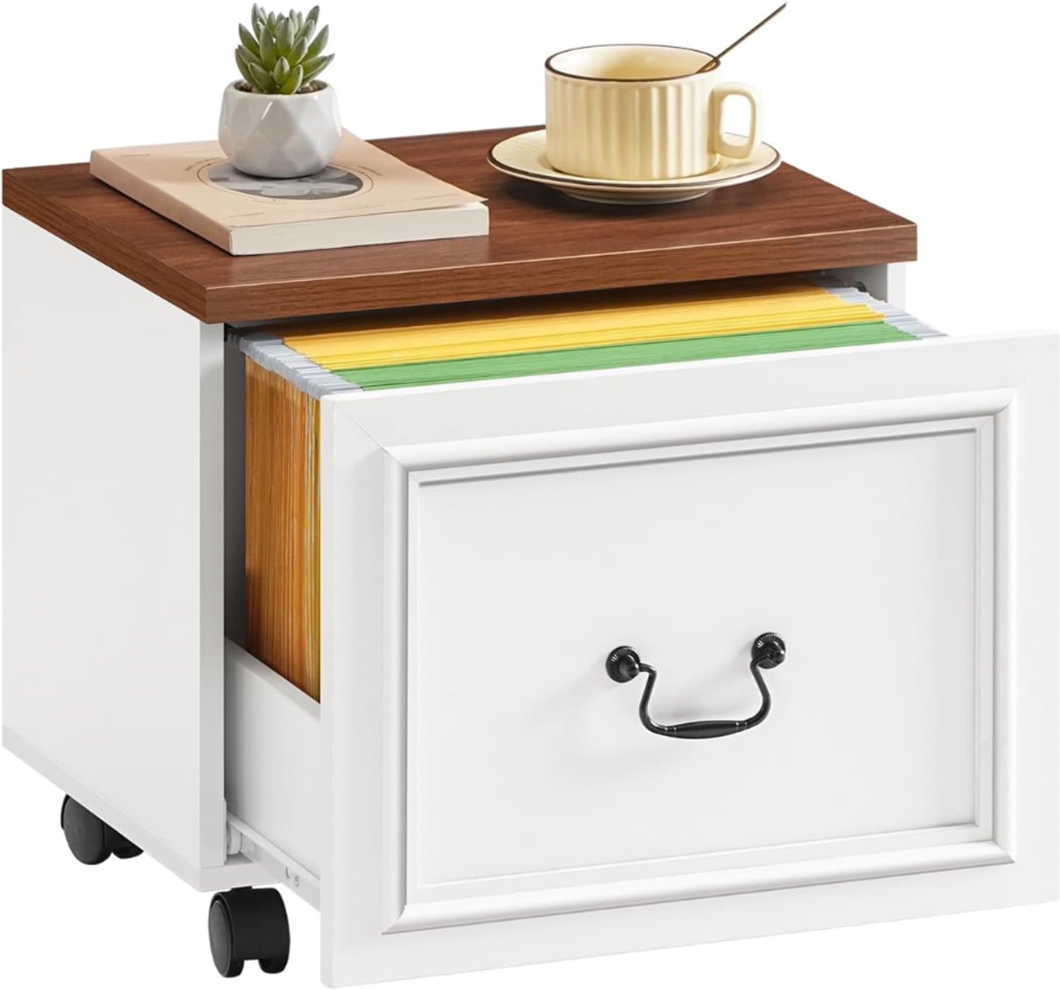 DYVNS® Bureaukast op Wielen - Ladekast Kantoor - Printertafel - Met Laden - Wit
