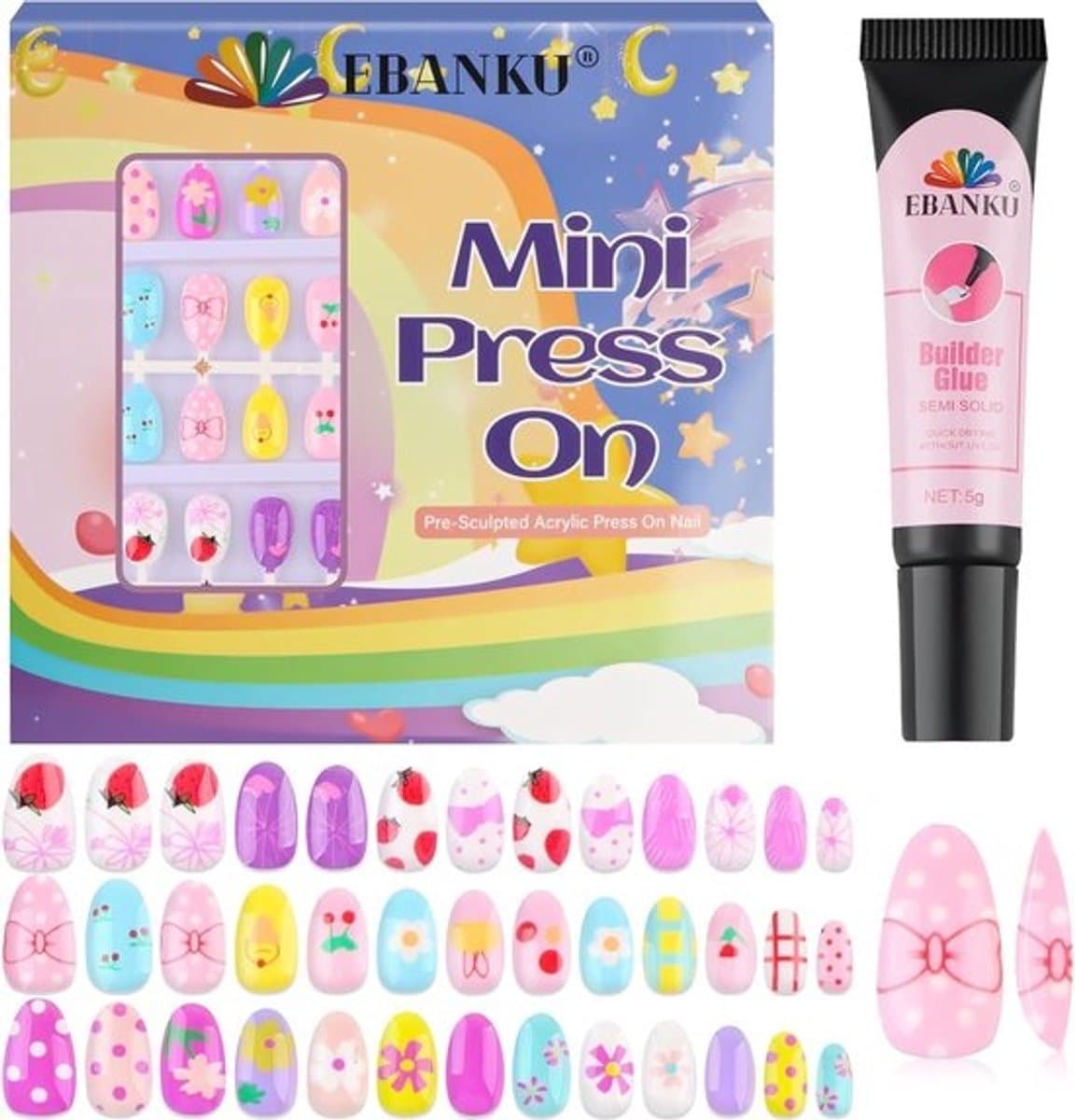 Valse Nagelset Voor Kinderen - 76 Stuks Met Roze Bloemen