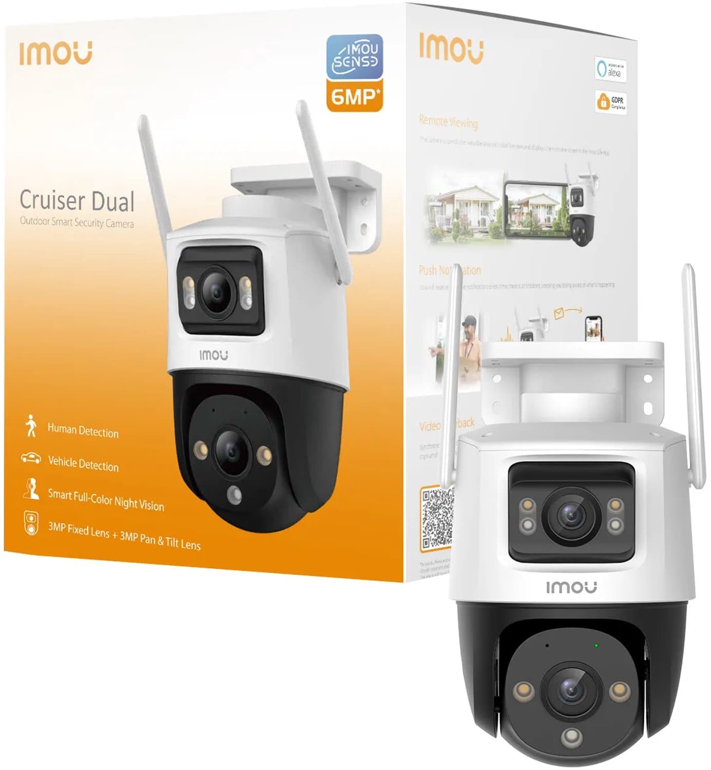 IMOU 6MP Dual Lens Outdoor PT camera, thuisbeveiliging met AI mens- & voertuigdetectie, tweewegcommunicatie, 30 m IR-afstand