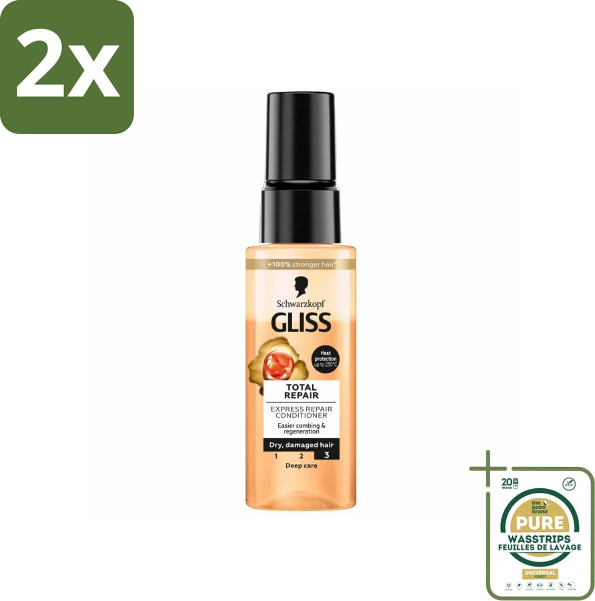 Gliss - Total Repair - Express Repair Conditioner - Deep Care - 70 ml - Voordeelverpakking - 2 stuks - Beschadigd haar - Droog haar
