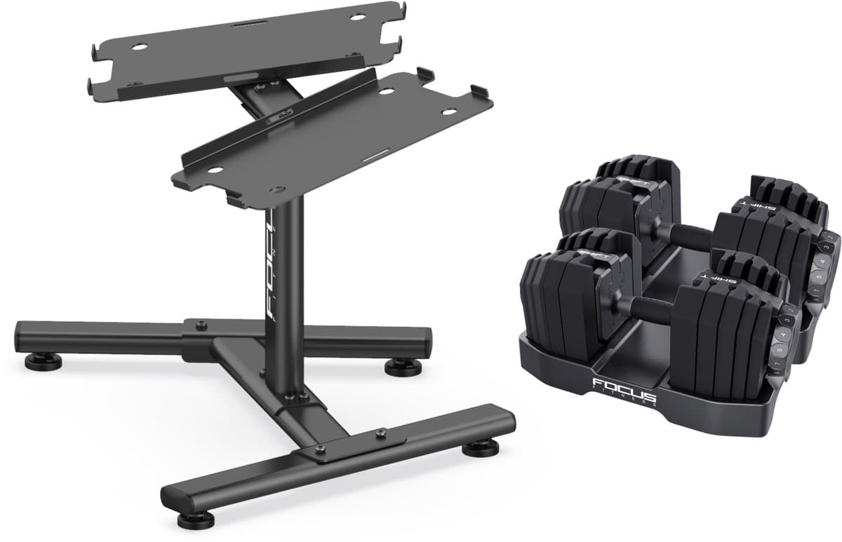 Focus Fitness Shift Dumbbellset - Verstelbaar - Met Standaard -2x24 kg