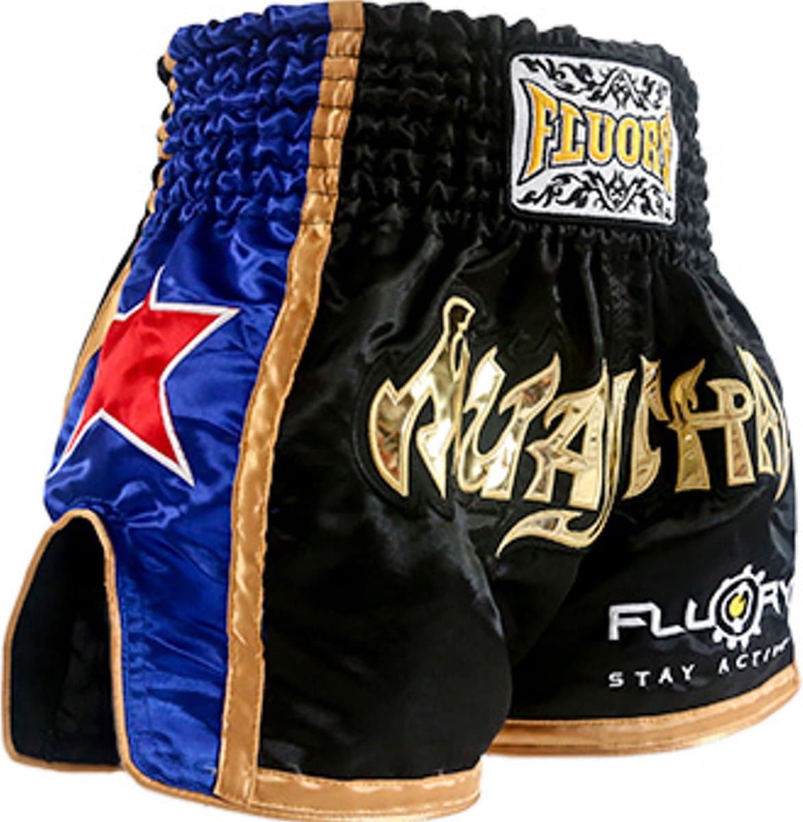 Fluory Muay Thai Short Kickboks Broek Zwart MTSF08 - XXL