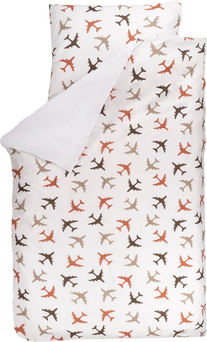 BINK Bedding Dekbedovertrek Planes Choco 1-persoons 140 x 200/220 cm (+ 1 kussensloop 60 x 70 cm)