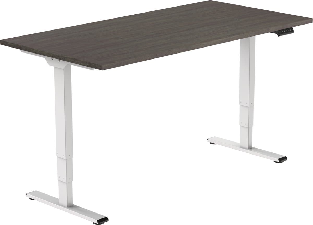 OrangeLabel elektrisch zit/sta bureau Eco frame wit maat 140x80. Voldoet aan de NEN EN 527. Inclusief Logan Eiken blad!