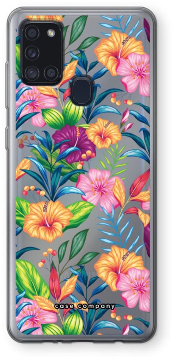 Case Company® - Hoesje geschikt voor Samsung Galaxy A21s hoesje - Tropisch 2 - Soft Cover Telefoonhoesje - Bescherming aan alle Kanten en Schermrand