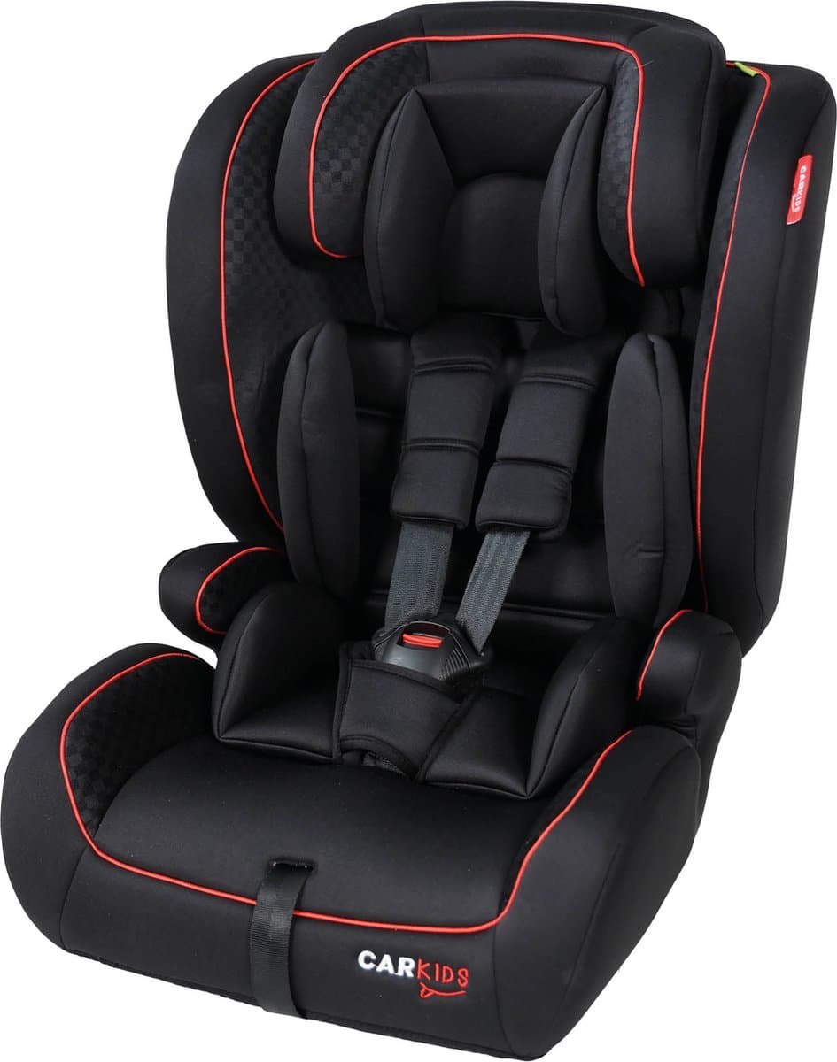 Carkids I-Size Autostoeltje Luca - Voldoet aan I-Size R-129 Norm - Voor kinderen van 76 tot 150cm - Verstelbare hoofdsteun - Zwart/Rood