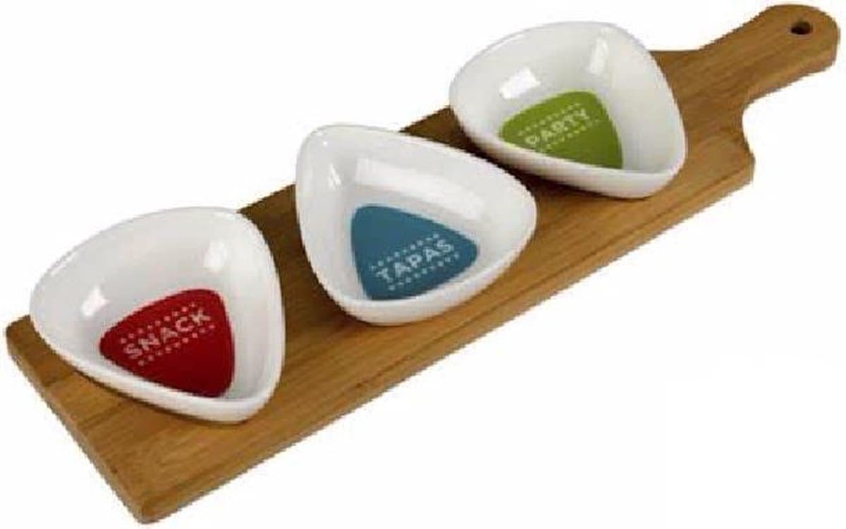 Bamboe Tapasplankje - Tapasplank Hout - Serveerplankje - Borrelhapjes Serveren - 4 delig