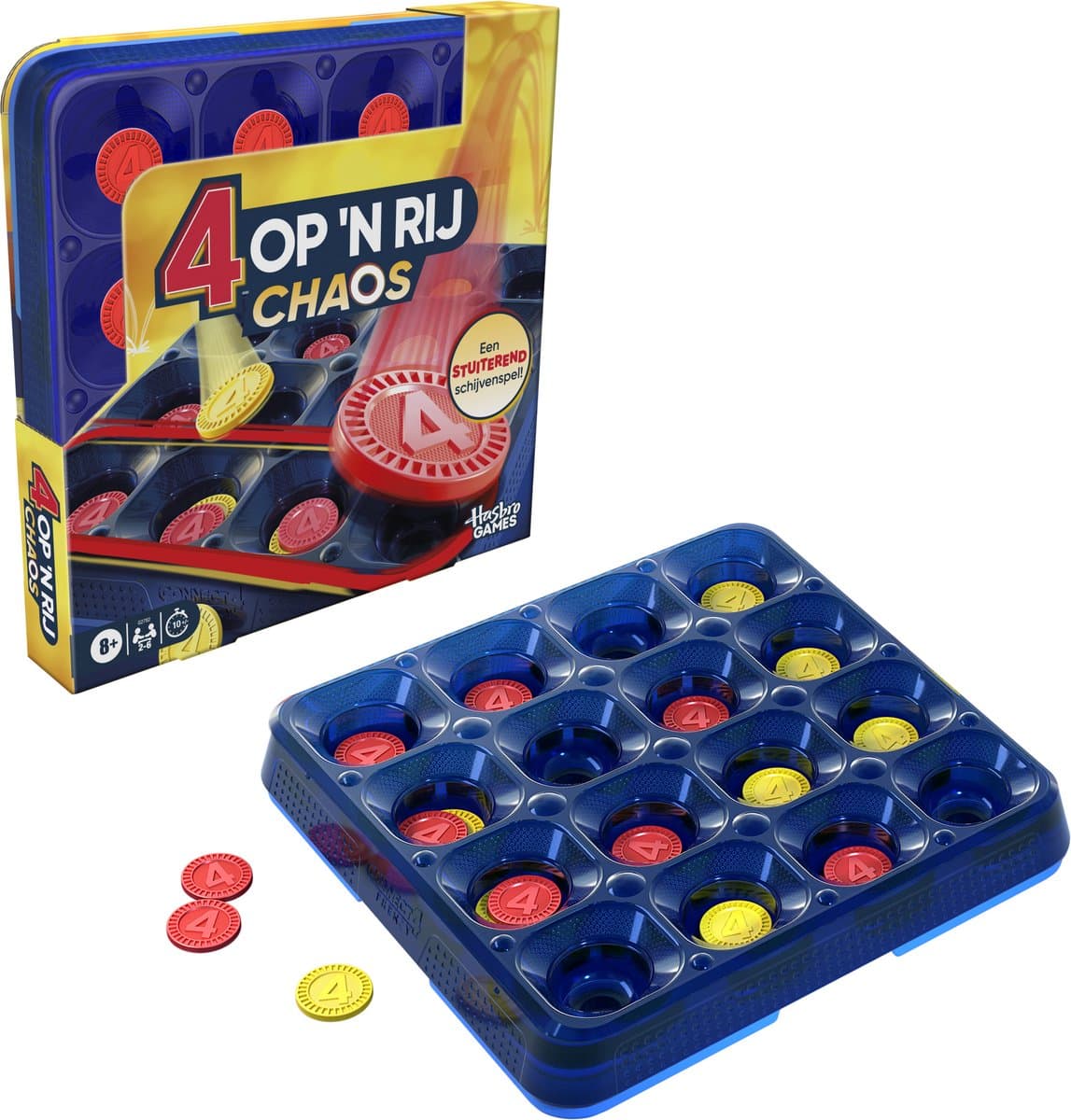 Hasbro Connect 4 Op 'n Rij chaos partyspel - 2 tot 10 spelers, leeftijd 8 jaar en ouder
