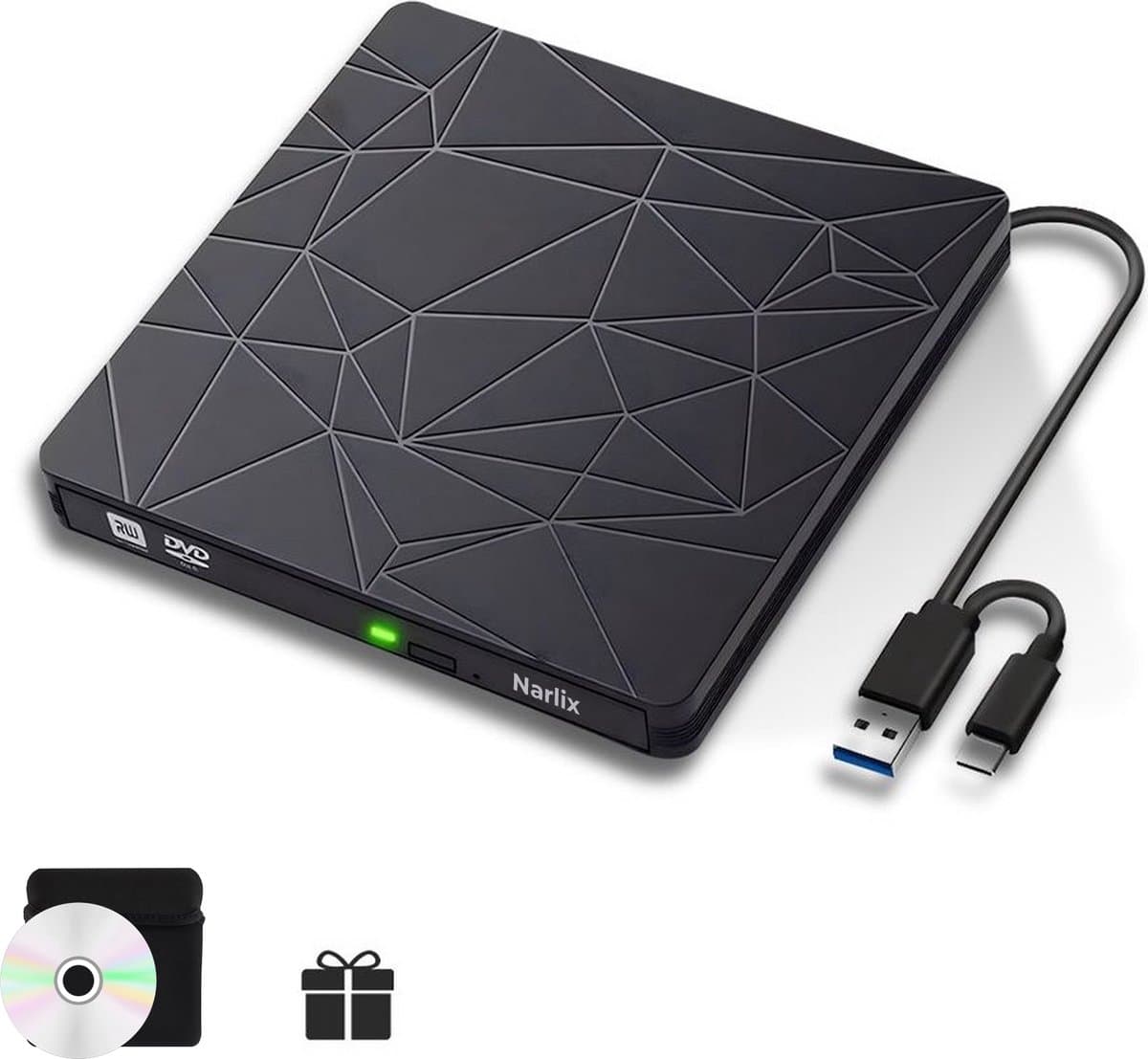Externe DVD Speler - Externe DVD speler voor laptop - DVD/CD Drive voor Laptop - Brander - Optical Drive - USB 3.0 & USB C - Geschikt voor Windows, MacOS en Linux