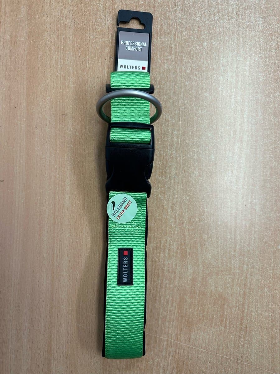 wolters pofessional comfort halsband maat S 50-60cm 45mm breed extra breed kleur groen zwart