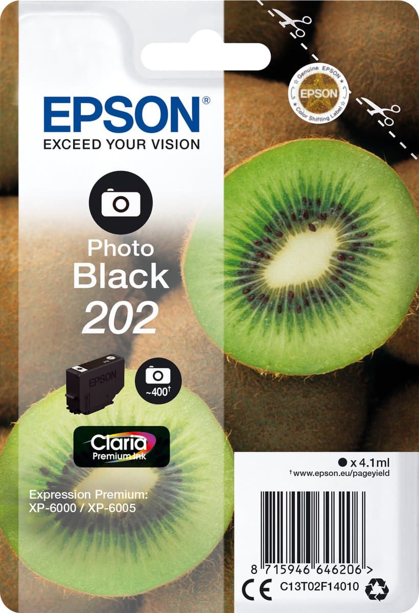 Epson Kiwi enkelverpakking fotozwart 202 Claria premium inkt