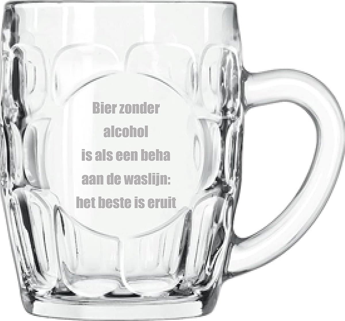 Bierpul gegraveerd - 55cl - Bier zonder alcohol is als een beha aan de waslijn: het beste is eruit