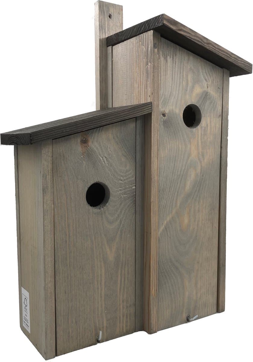 GARDEN SPIRIT Vogelhuisje met 2 Nestkasten - FSC Hout - 35 mm Invliegopening 28 x 12 x 45 cm