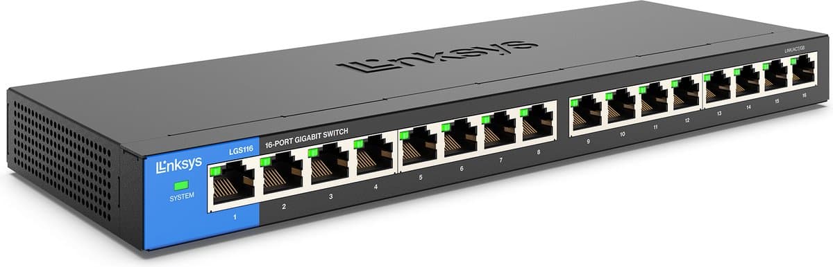 Linksys LGS116 - Netwerk Switch - Unmanaged - 1000 Mbps - 16 Poorten