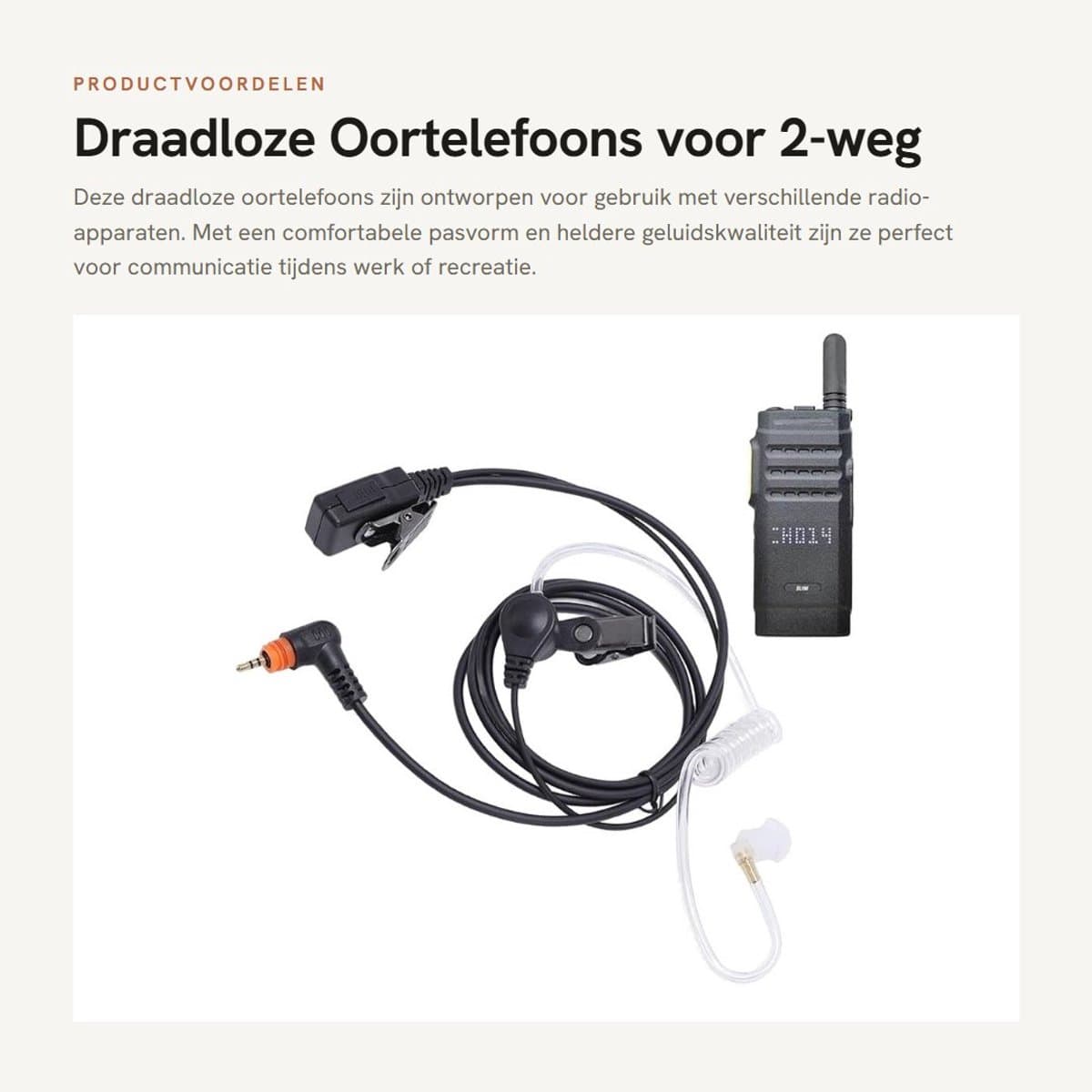 Dailygoods- Radioheadset Draadloos - Oortelefoon met Microfoon - Compatibel met SL1K/SL2K/SL300 - ABS/TPU Materiaal - Zwart - Geschikt voor Radioapparaten