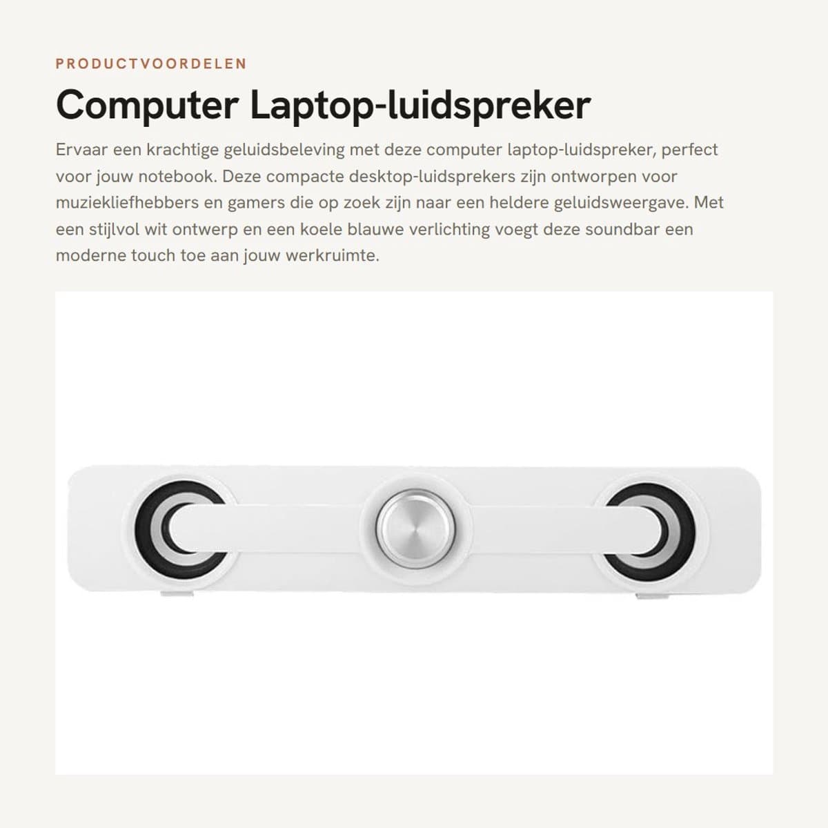 Dailygoods - Computer Laptop-luidspreker - Desktop-luidsprekers met basvibraties - Wit - Professionele geluidskwaliteit - Geschikt voor notebook - Com...