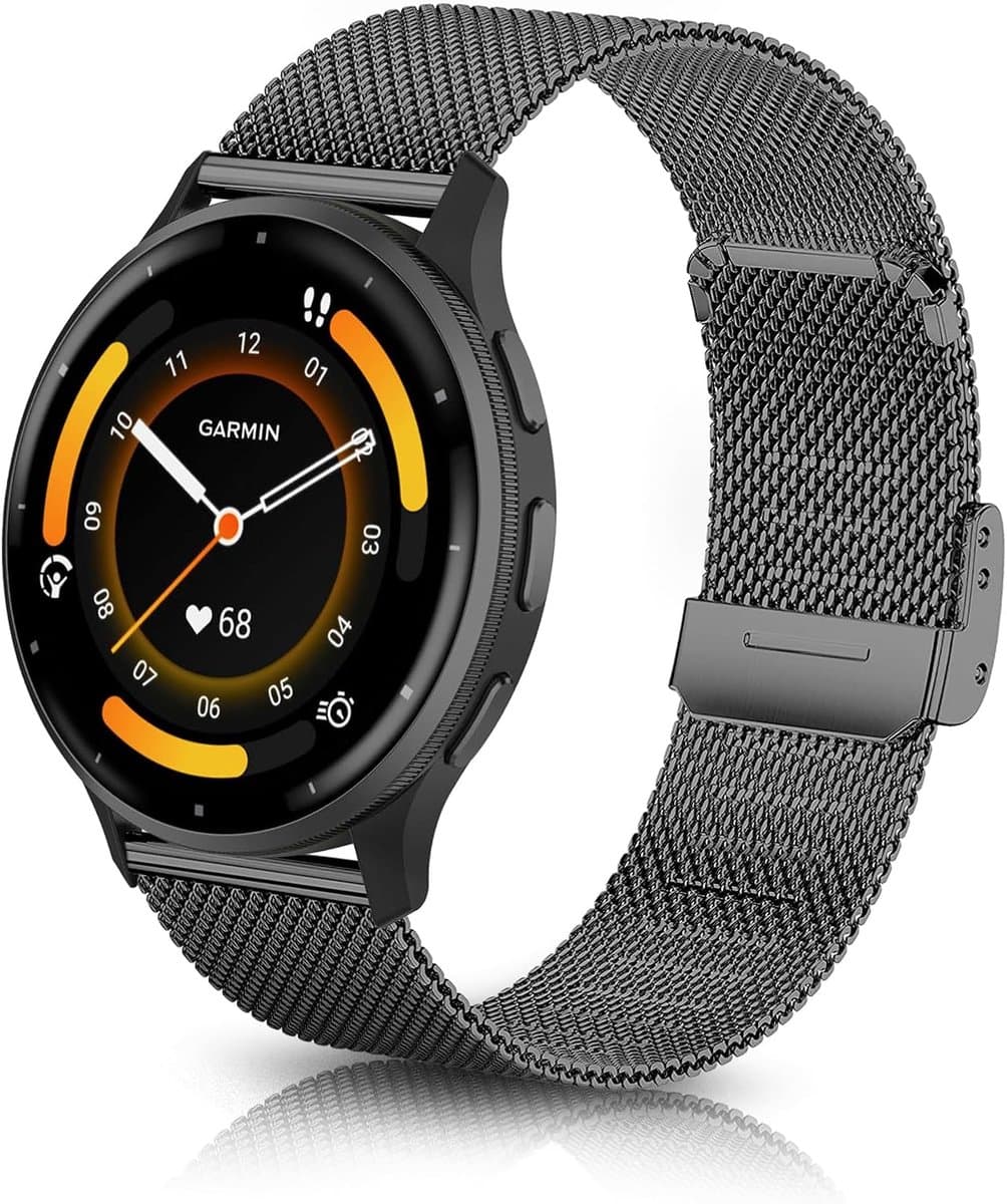 Armband 22 mm - mesh geweven roestvrij staal - compatibel met Garmin Venu 3/Venu 2/vivoactive 4 - ShopVlot