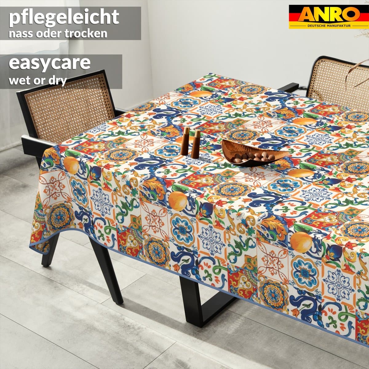 ANRO Tafelkleed Bladeren en takken Beige Met sierband Afwasbaar