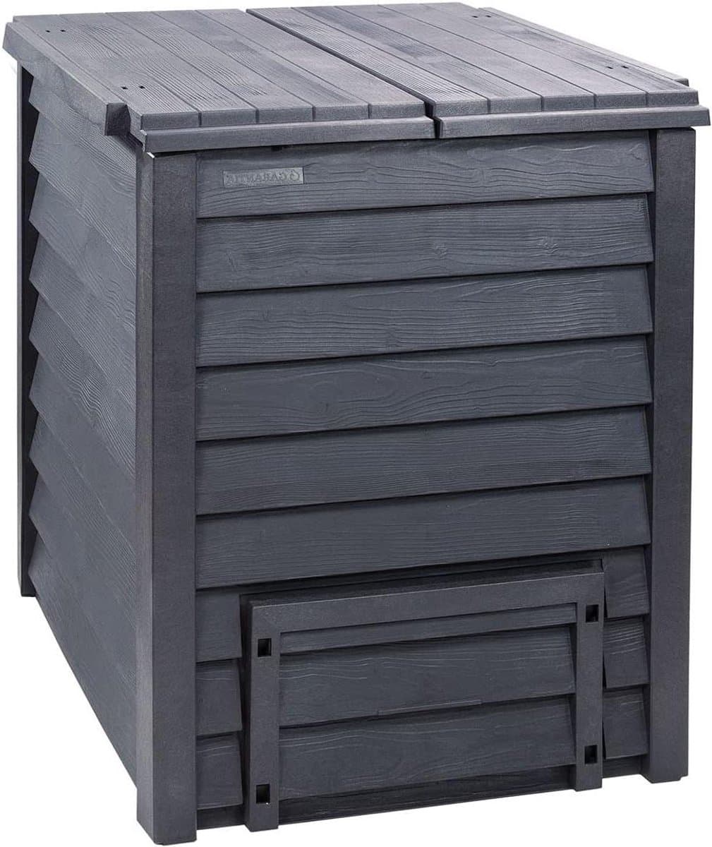 Compostbak - Houtimitatie Bak - Afval Verwerken - Efficiënte Thermowanden - 400 Liter - Antracietbruin