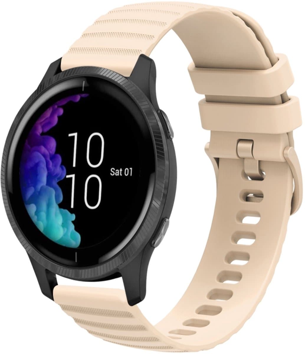 Voor Garmin Venu 20 mm golvend stippenpatroon effen kleur siliconen horlogeband (beige)