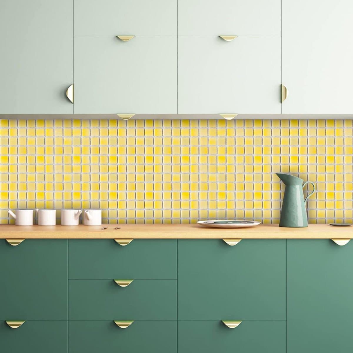 Tegelstickers - Muurstickers - Keuken en Badkamer - 3D Gel Ontwerp - 10 Stuks - Geel