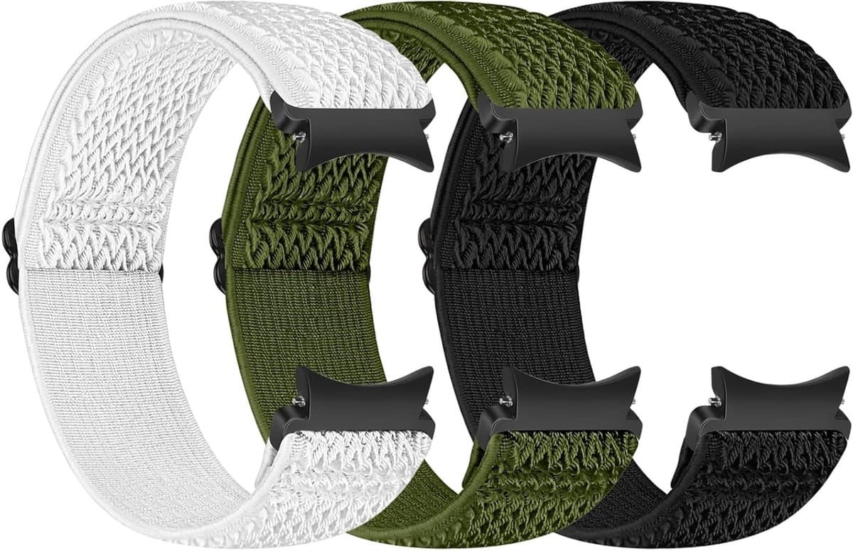 Elastische Nylon Sport Armband Geschikt voor Samsung Galaxy Watch 7/6/5/4/FE 40mm 44mm en 5 Pro/6/4 Classic 43mm 47mm - Duurzaam, Comfortabel en Ademend Design voor Vrouwen
