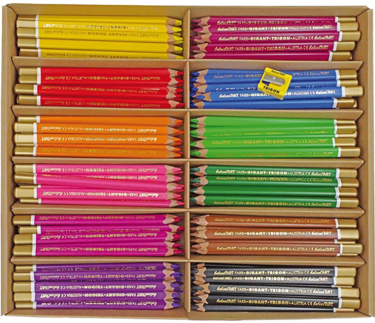 Eduplay kleurpotloden Trigon Gigant basis kleuren 12 kleuren 180 stuks.