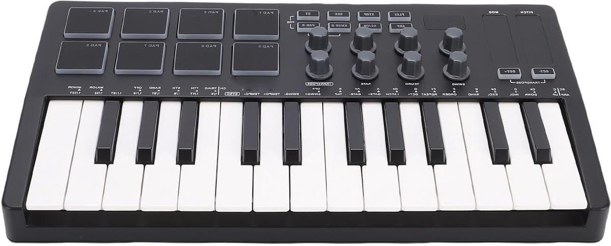 MIDI Controller - Muziek Keyboard - Muziek Productie - Krachtgevoelige Toetsen - 25 Toetsen - Zwart