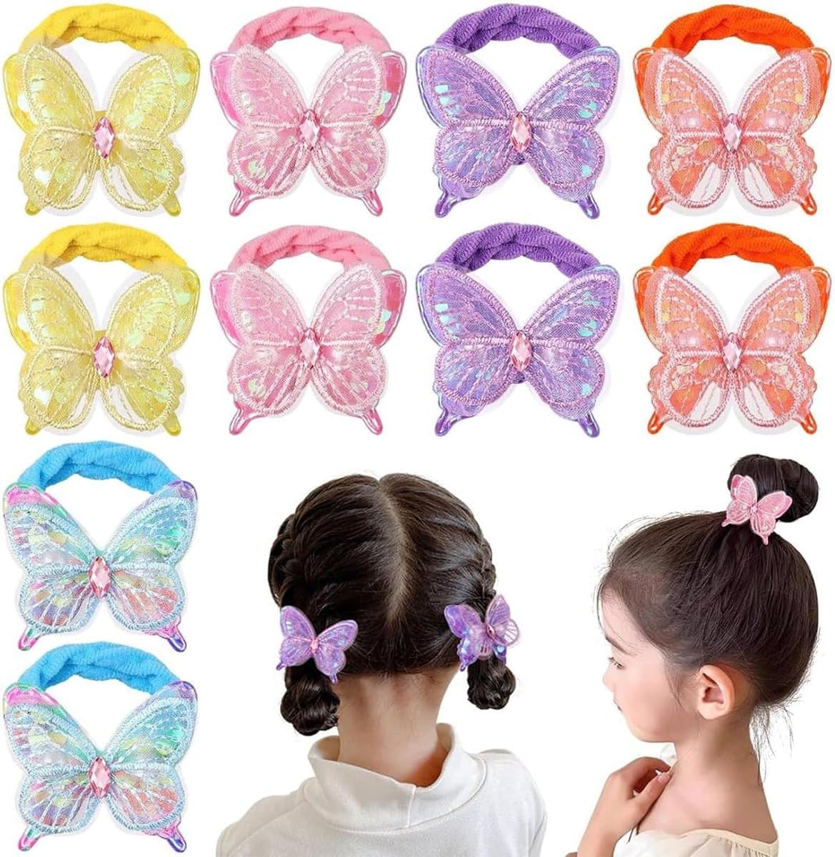 20 stuks elastische haarelastiekjes met bloemen en strikjes - Haaraccessoires voor meisjes en baby's
