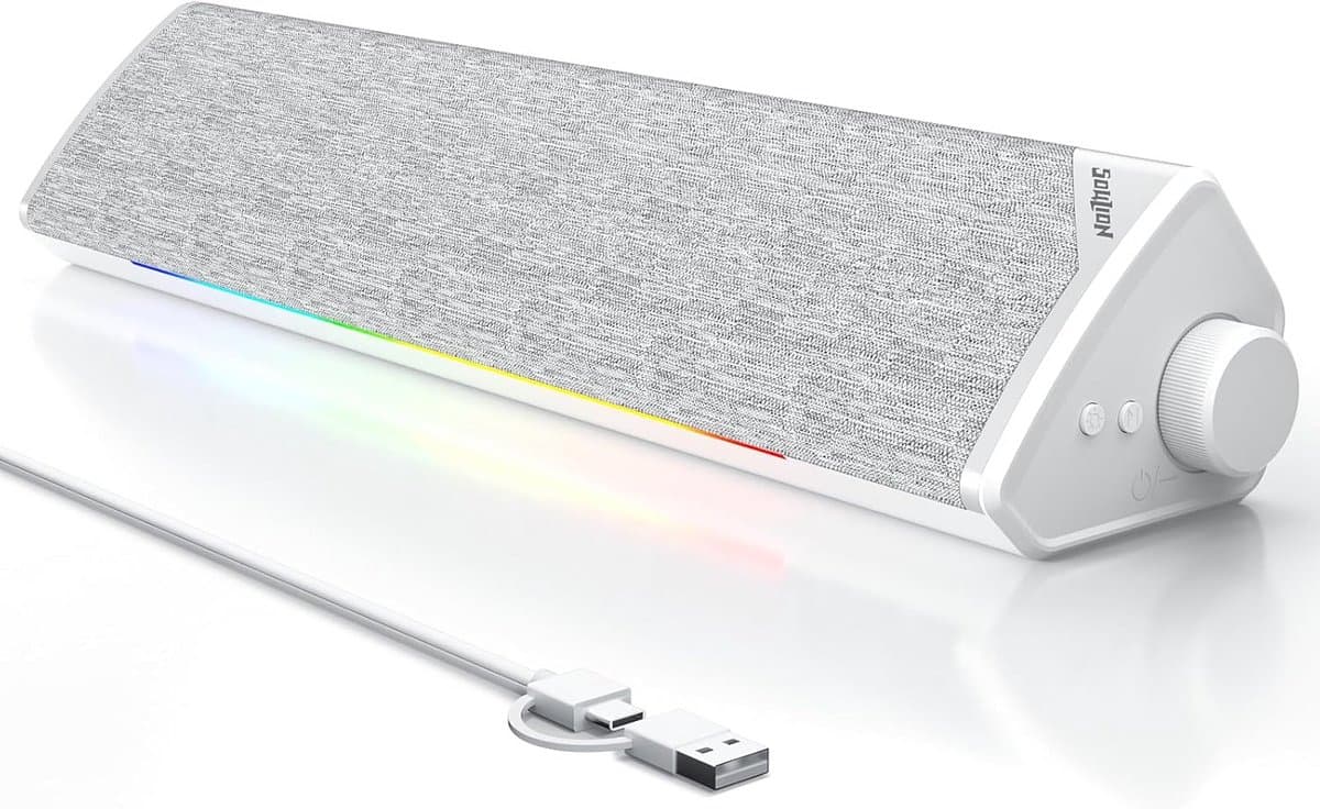 LED Soundbar - Computerluidspreker - Muziek en Gaming - Draadloze Bluetooth 5.3 - 5W*2 Dual Drivers - Wit