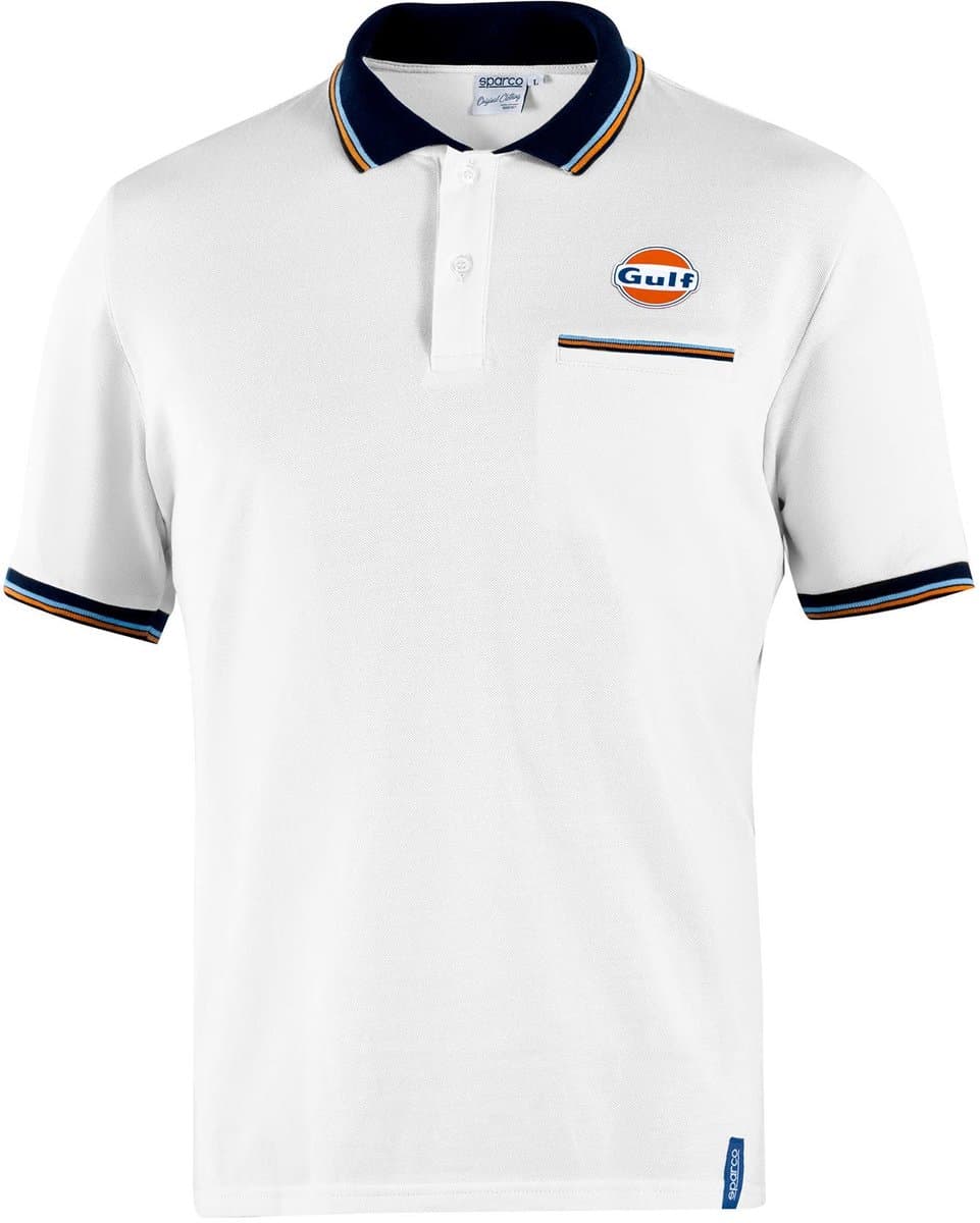 Sparco Gulf Gulf Piqué Pocket Poloshirt - Wit/Marineblauw/Lichtblauw