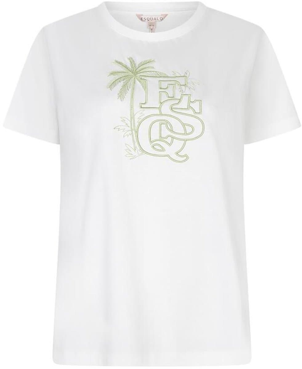 EsQualo T-shirt T Shirt Palm Esq Embroidery Hs26 05202 983 Off White / Green Dames Maat - L