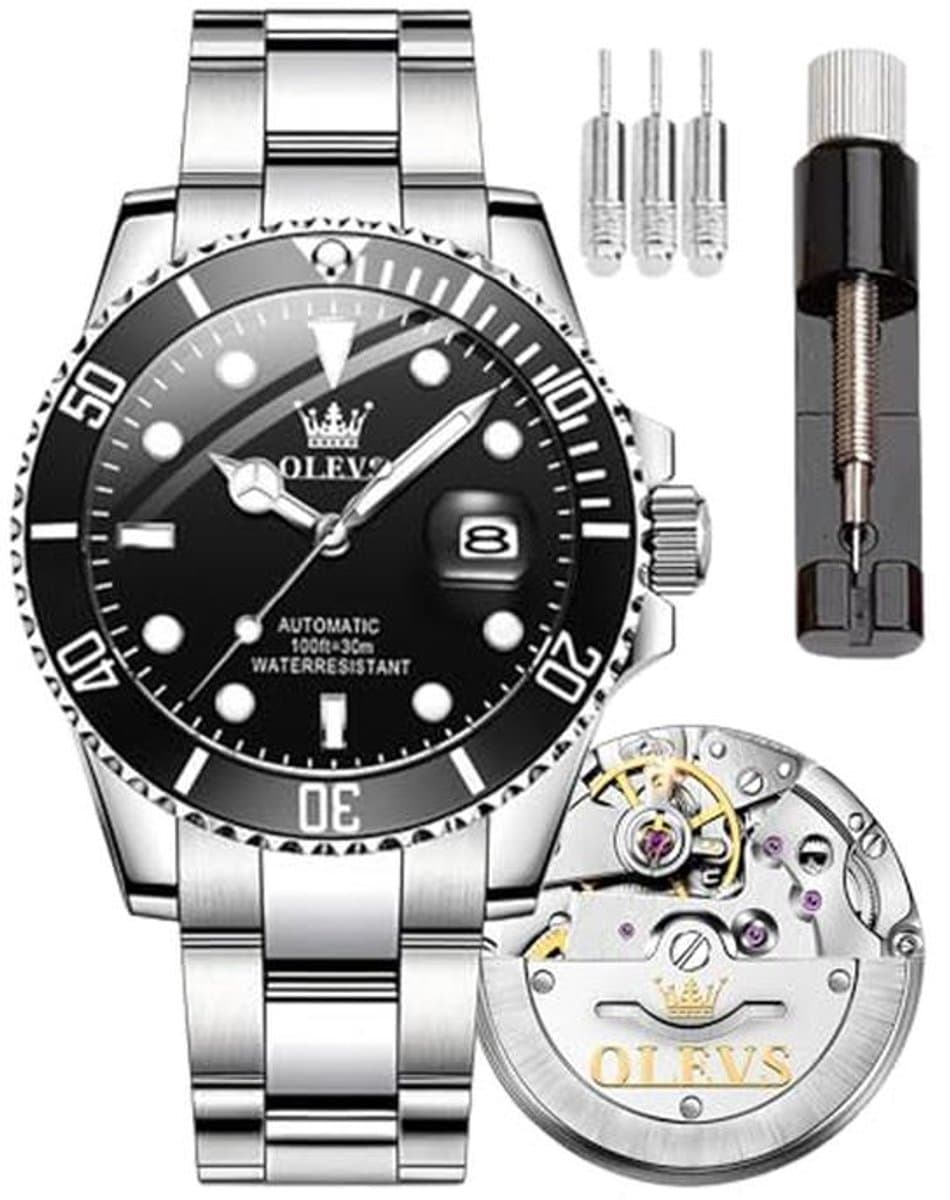 Mechanisch Herenhorloge - Automatisch Polshorloge - Dagelijks Gebruik - Lichtgevende Wijzers - 45mm Kast - Zilverkleurig