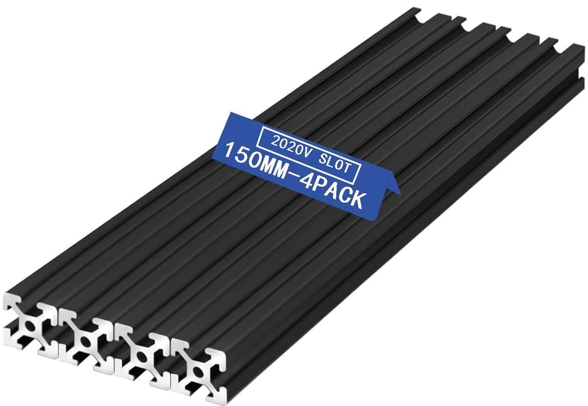Dailygoods- Lineaire Rail 150 mm - 4 Stuks - Geanodiseerd - Aluminium Profielen - V-Slot 2020 - Geschikt voor 3D-printers/CNC-machines - Aluminium Profiel
