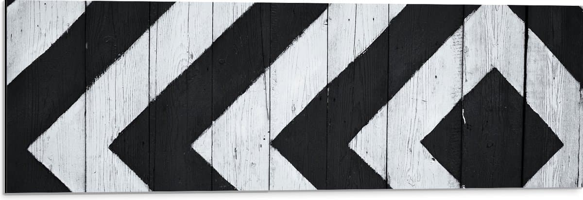 Dibond - Geometrisch Houten Patroon - 90x30 cm Foto op Aluminium (Wanddecoratie van metaal)