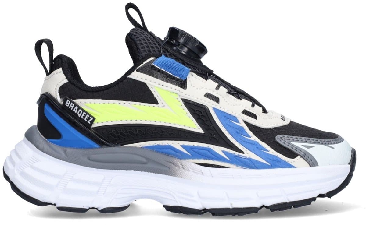 Braqeez 426004-723 Jongens Lage Sneakers - Blauw - Leer - Veters