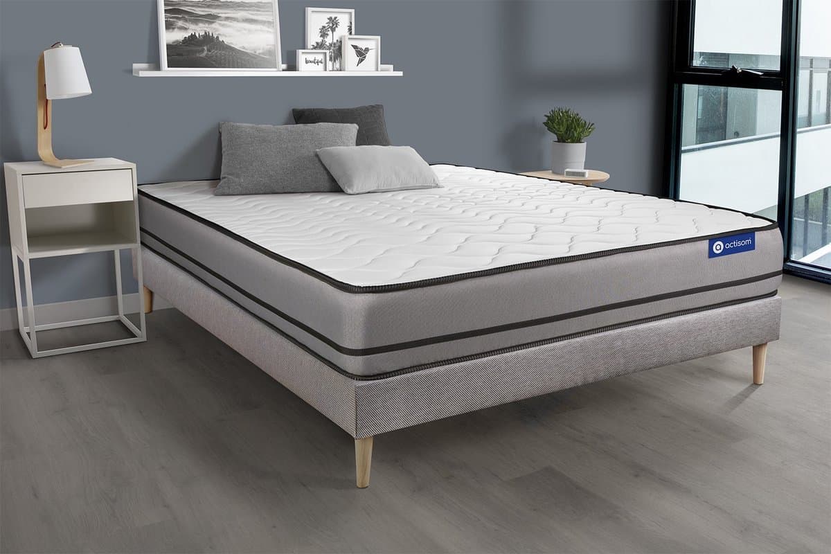 Complete boxspring met matras tweepersoons- Actisom Actiflex night grijs - Pocketveren - 160 x 195 cm