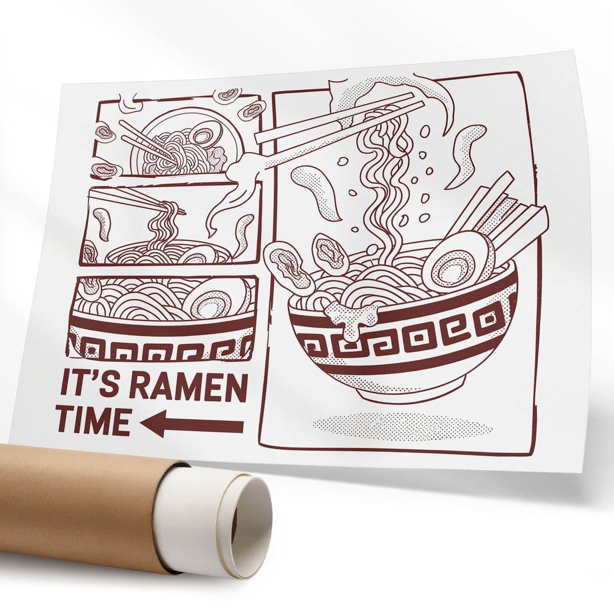 Coloray Polycanvas Wandposter – Ramen Illustratie, Wit – A1 – Geel Wandposter – Rechthoek – Wandkunst – Woonkamer – Klassiek