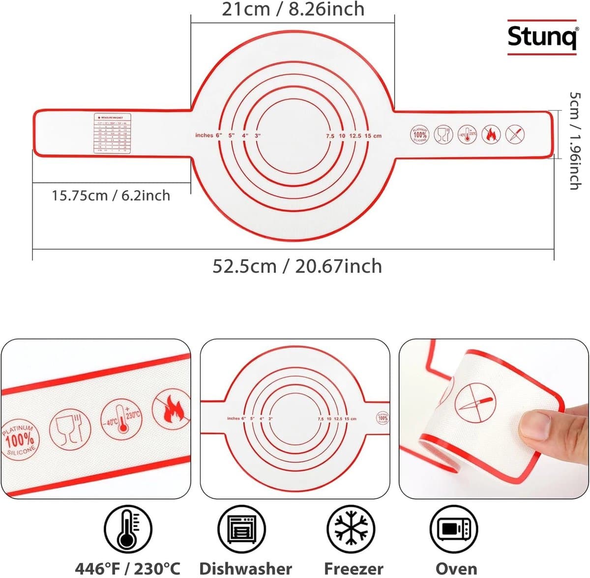 Stunq® Siliconen Brooddraagdoek met Handgrepen, Antiaanbaklaag, Ovenbestendig tot 230°C