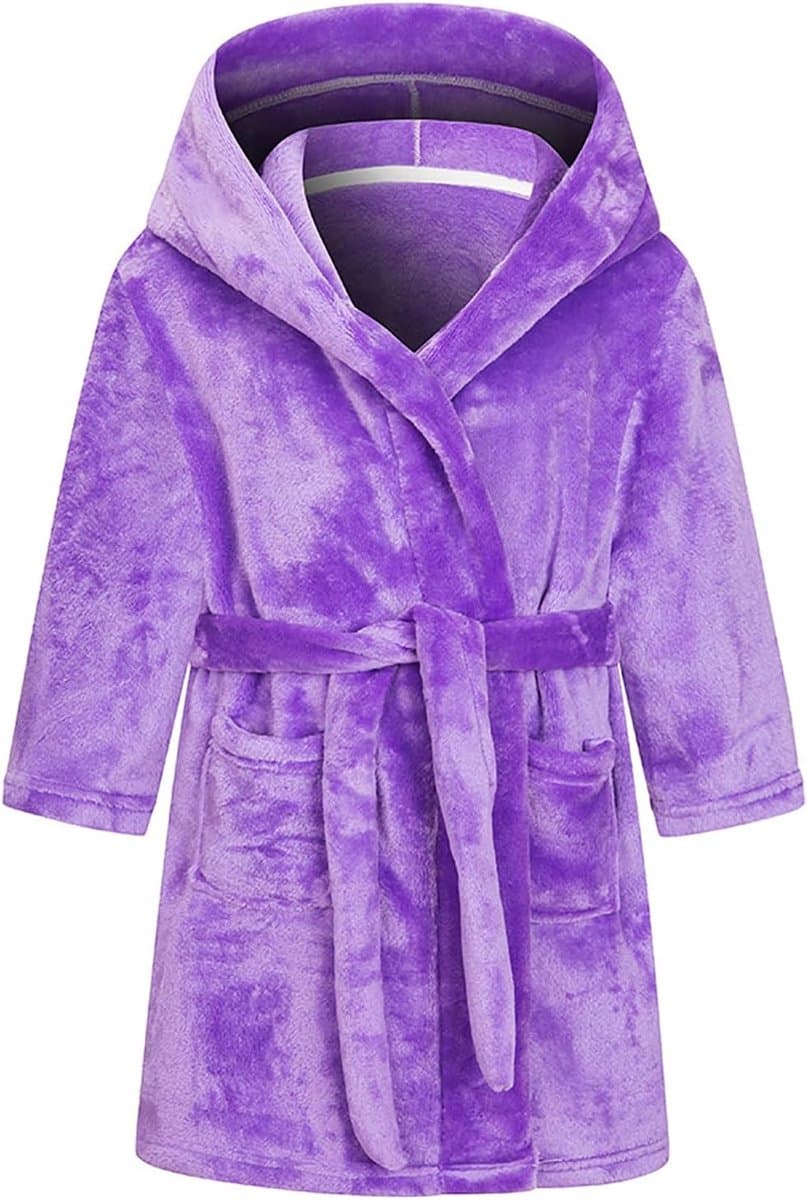 Badjas voor meisjes voor kinderen, effen kleur, badjassen, flanellen fleece badjas met capuchon voor jongens