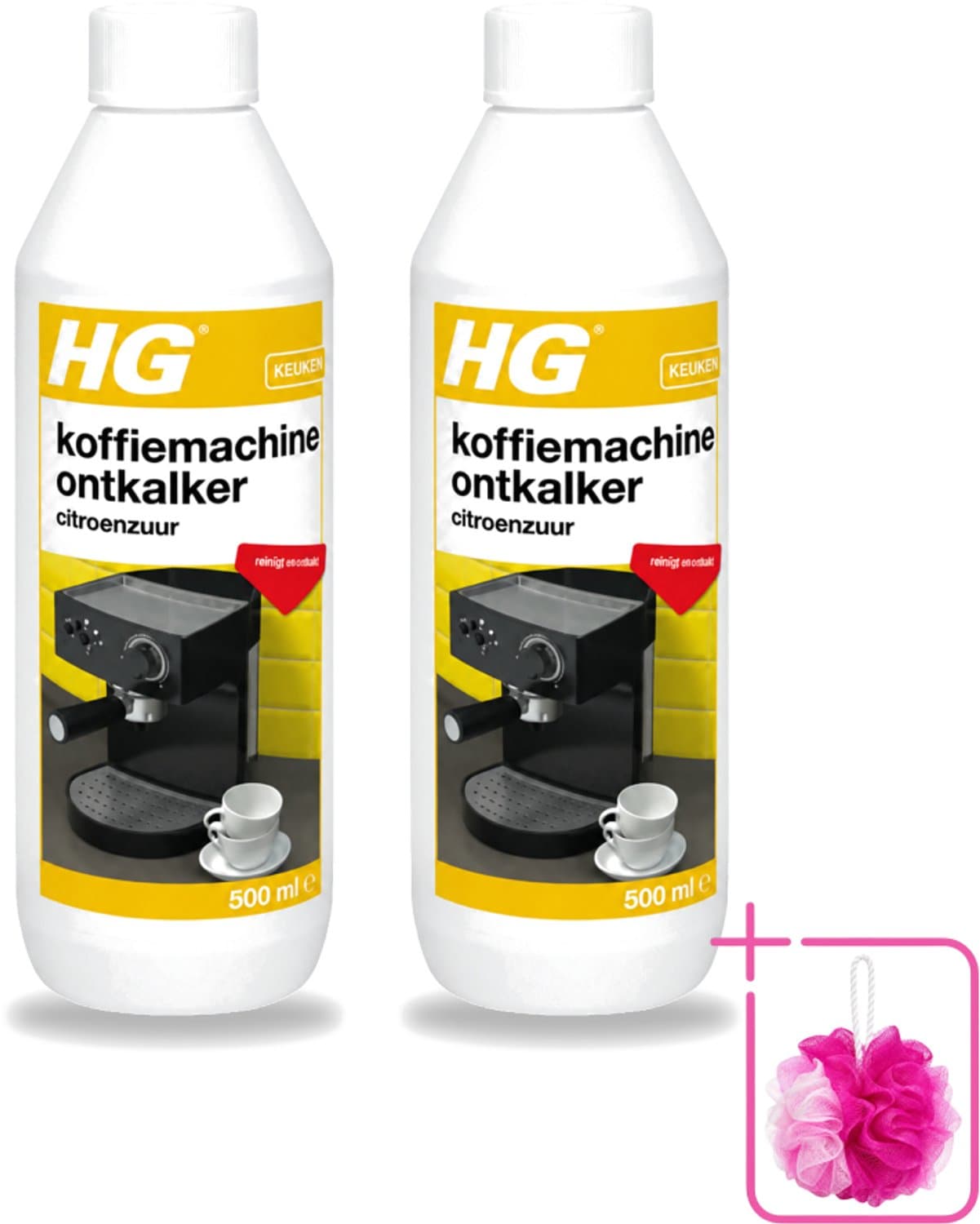2 x HG - Koffiemachine Ontkalker - Op Basis Van Citroenzuur - Ideaal voor Senseo- & espressomachine - 500 ml - Bulkverpakking - Koffiemachine ontkalker - Douchemop - Citroenzuur