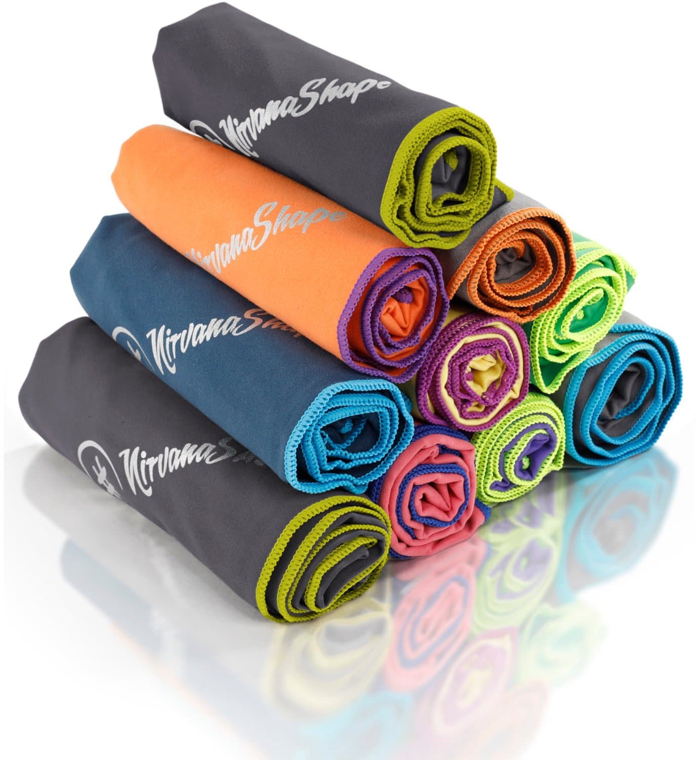 NirvanaShape - microvezel handdoek - microvezel reishanddoek - sneldrogend, ultralicht en zijdezacht - tot 8 keer meer absorberend - 60 x 40 cm - Grijs / Gele Rand