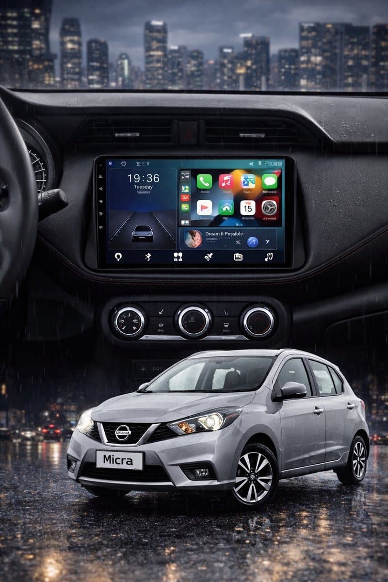 ADIVOX 10.1 inch T4 geschikt voor Nissan Micra vanaf 2017 Android 15 CarPlay/Auto/Wifi/DSP/GPS/RDS/5G/QLED/DAB+