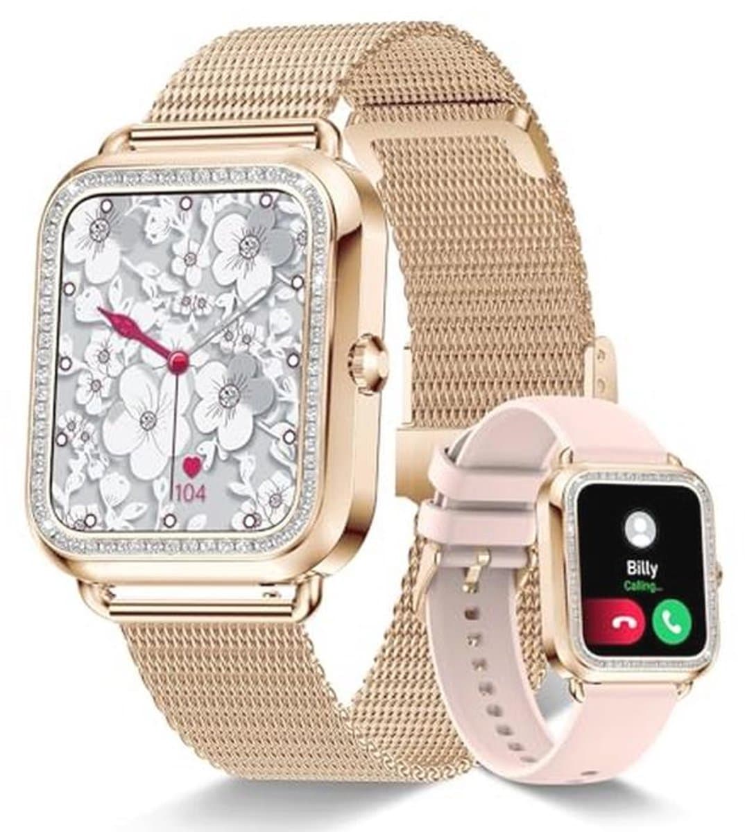 Smartwatch voor dames met Bluetooth en handsfree oproepbeantwoording - 1,60 inch scherm, 200+ sportmodi, hartslagmonitor, stappenteller voor Android en iOS