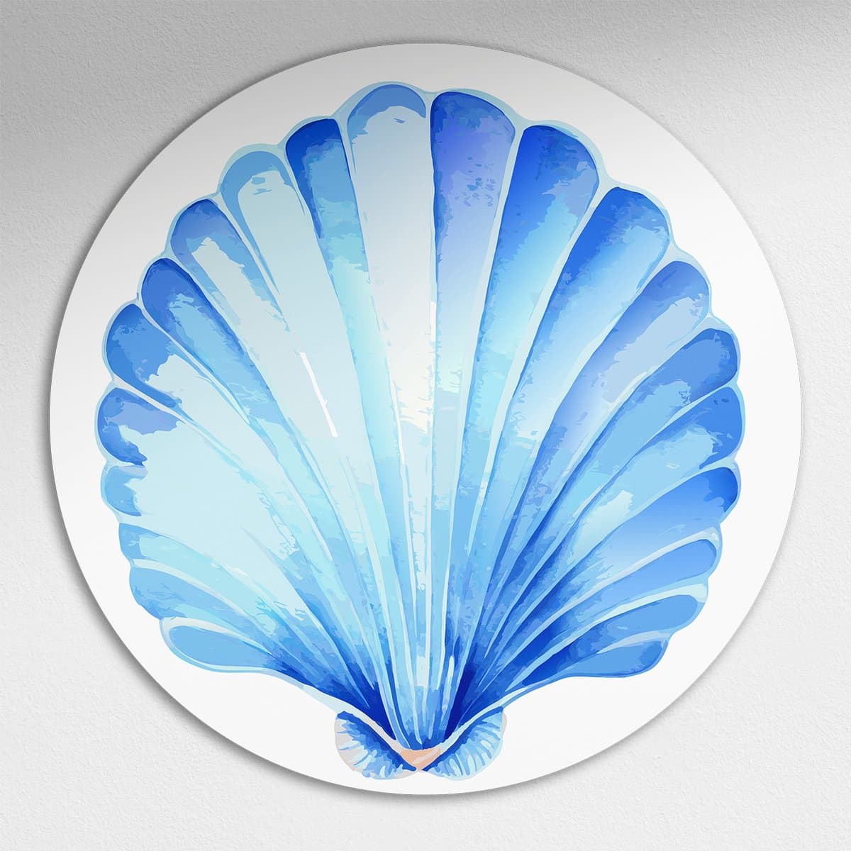 Dromerige Blauwe Schelp Muurcirkel - Luxe Muurcirkel 80x80 cm op Dibond - Sfeervolle Wanddecoratie voor Woonkamer & Slaapkamer