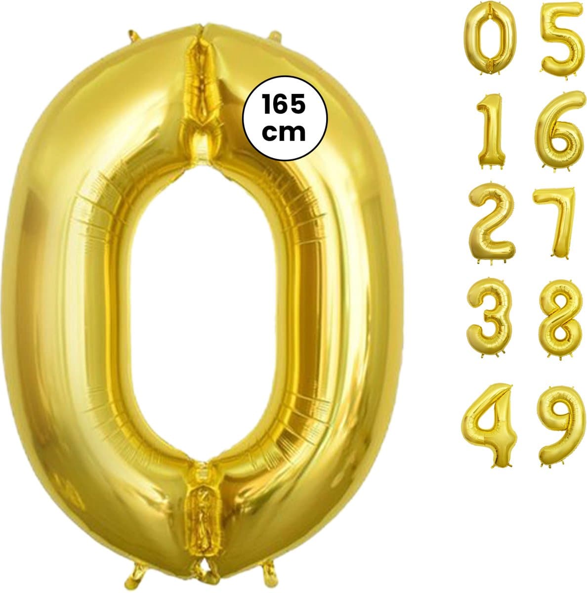 Fienosa Cijfer Ballonnen nummer 0 - Goud - 165 cm - Helium Ballon - Verjaardag ballon - Verjaardag versiering - Leeftijd verjaardag - Verjaardagsballon - Verjaardag