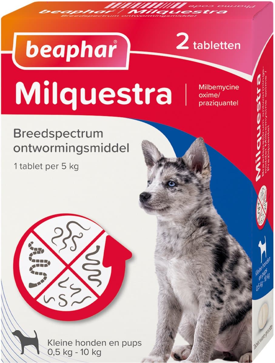 Beaphar Milquestra Kleine Hond/Puppy - Ontwormingsmiddel - 2 Tabletten