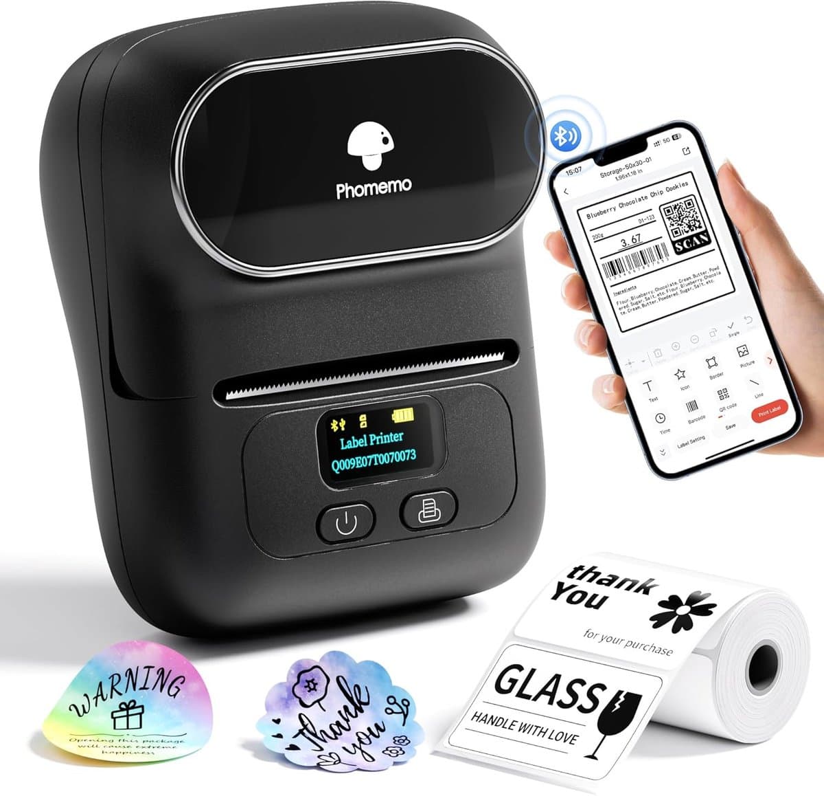 Mini Draagbare Thermische Labelprinter voor Kleding en Detailhandel - Bluetooth Compatibel met Android en iOS