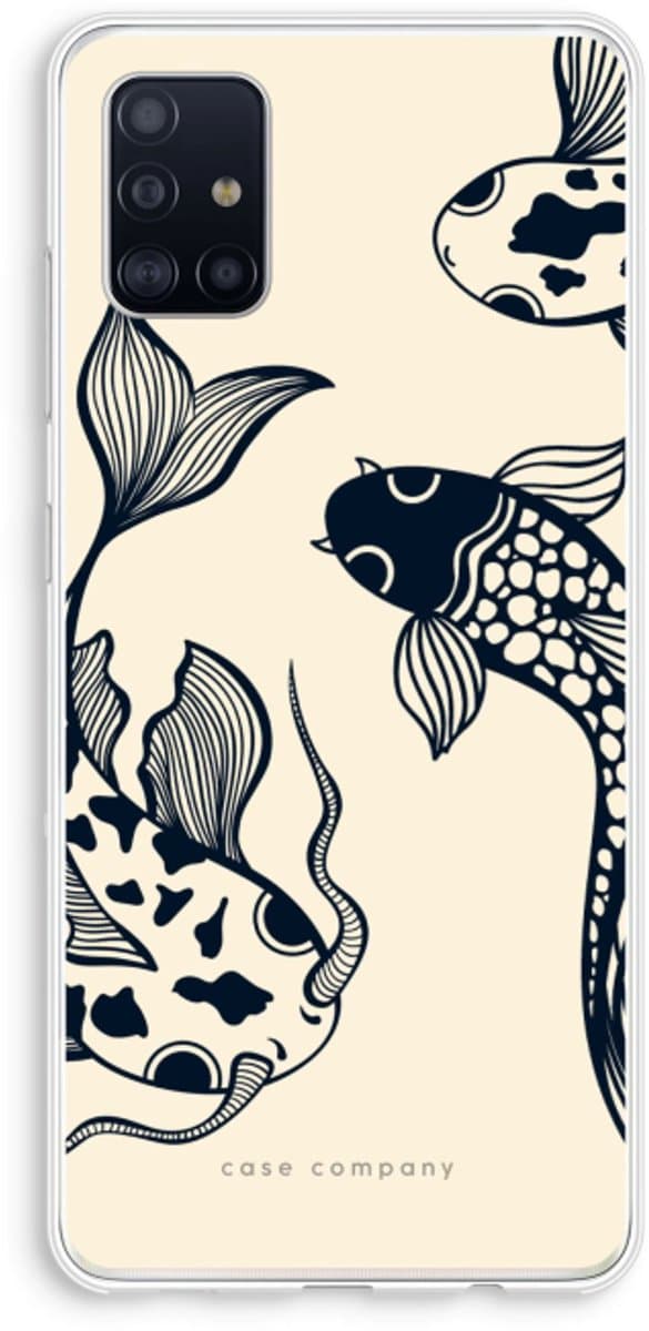 Case Company® - Hoesje geschikt voor Samsung Galaxy A51 4G hoesje - Black Koi - Soft Cover Telefoonhoesje - Bescherming aan alle Kanten en Schermrand