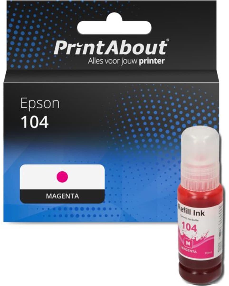 PrintAbout huismerk Inktcartridge 104 (C13T00P340) Magenta geschikt voor Epson